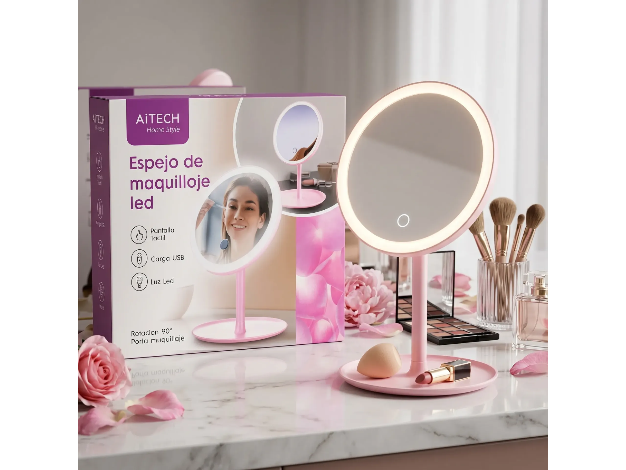 ESPEJO LED MAQUILLAJE AITECH REGULABLE