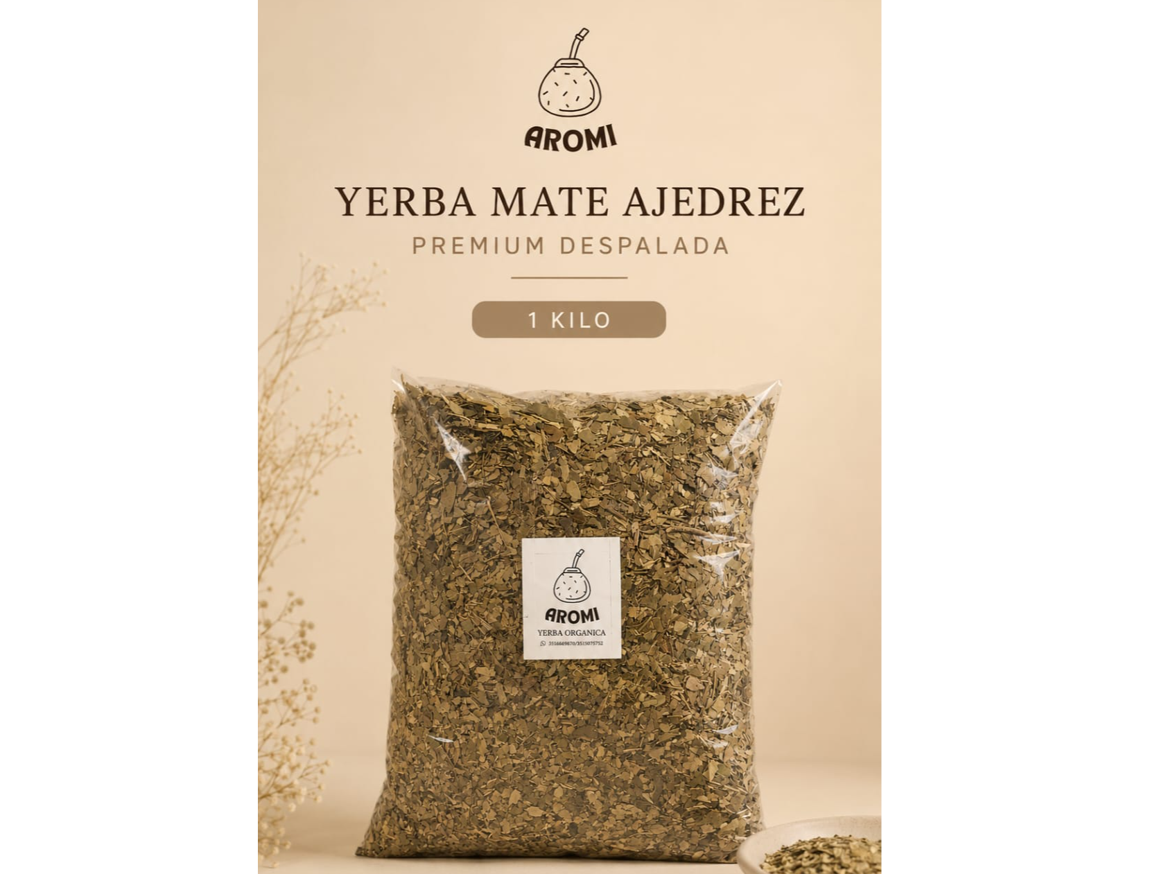 YERBA AJEDREZ PREMIUM DESPALADA 1KG