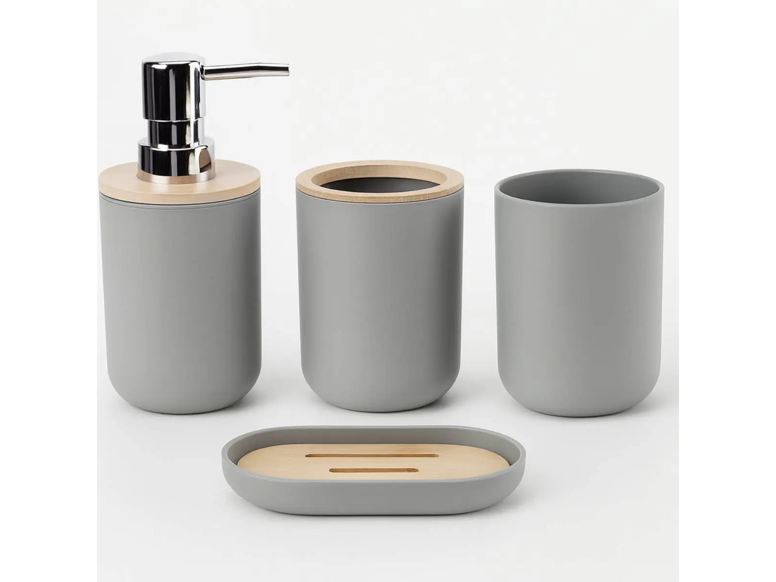 Kit X4 Piezas Set Organizador De Baño Detalles Bambu