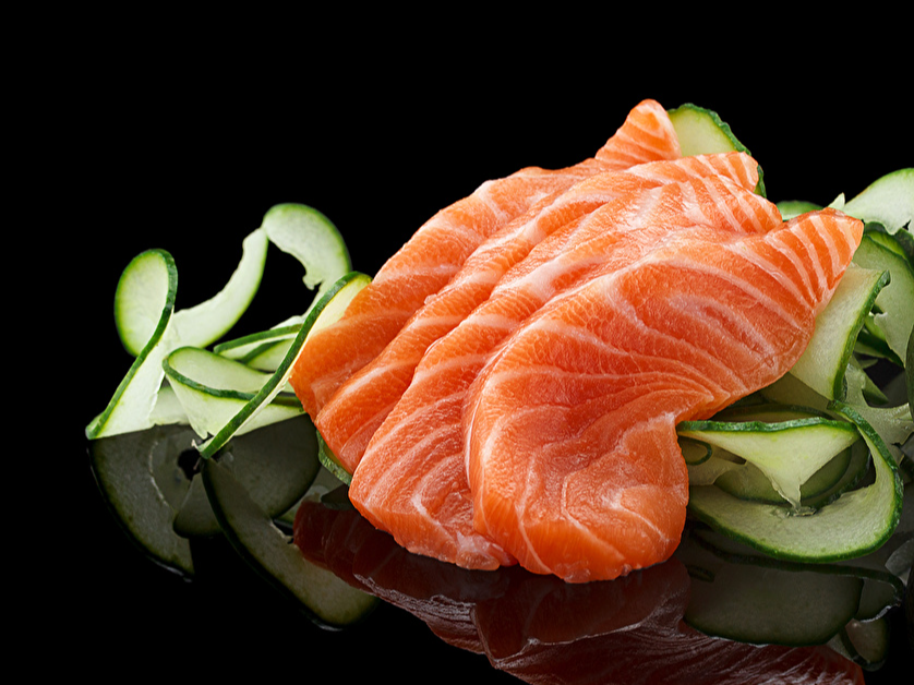 Sashimis de salmón rosado