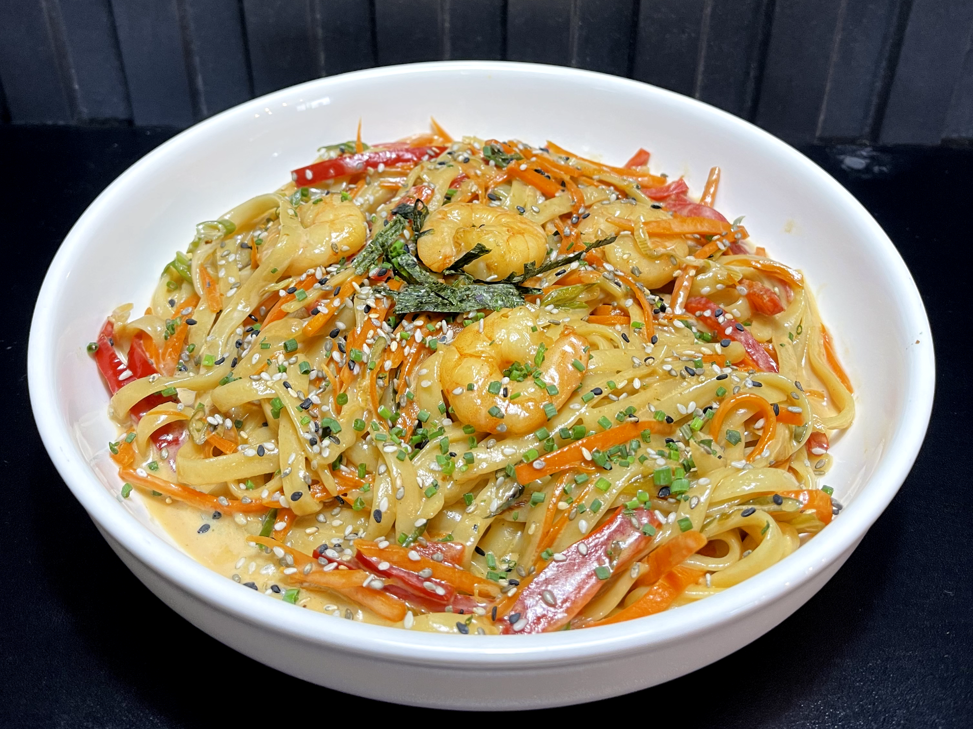 Pasta Oriental con Camarones