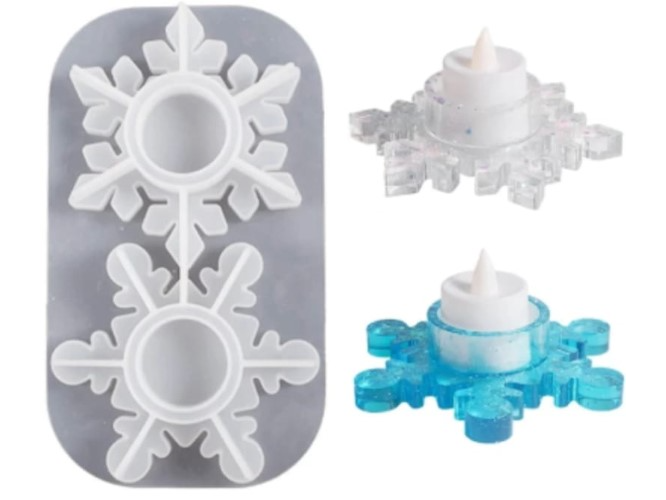 Molde porta velas copos de nieve