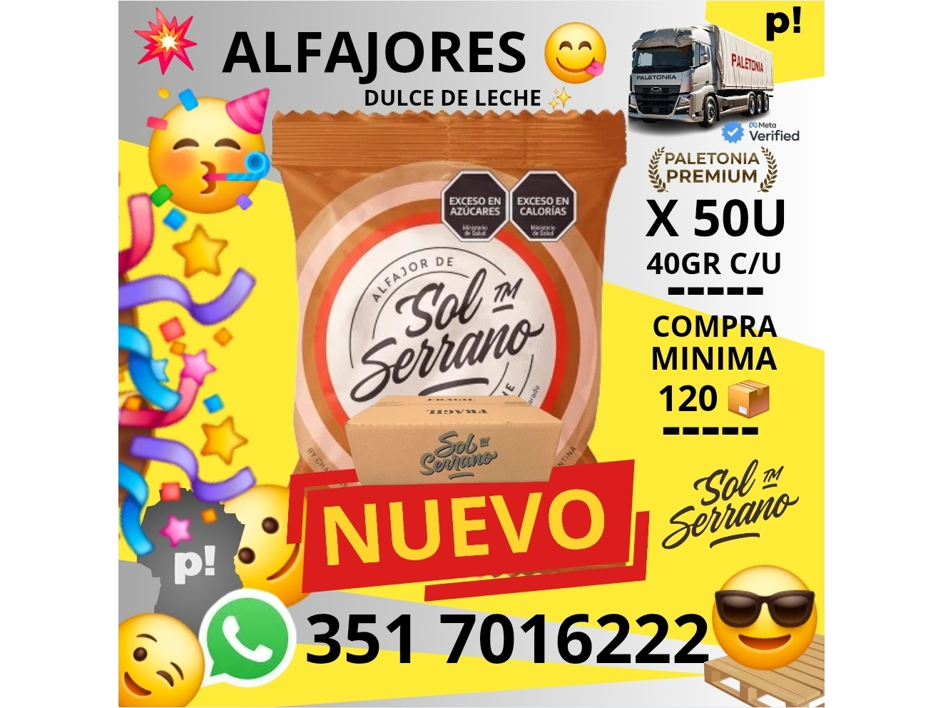 ALFAJOR SOL SERRANO X50 UNIDADES (DULCE DE LECHE)