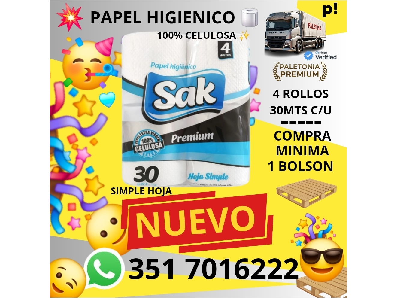 SAK HOJA SIMPLE 16PX4UX30M 100% CELULOSA