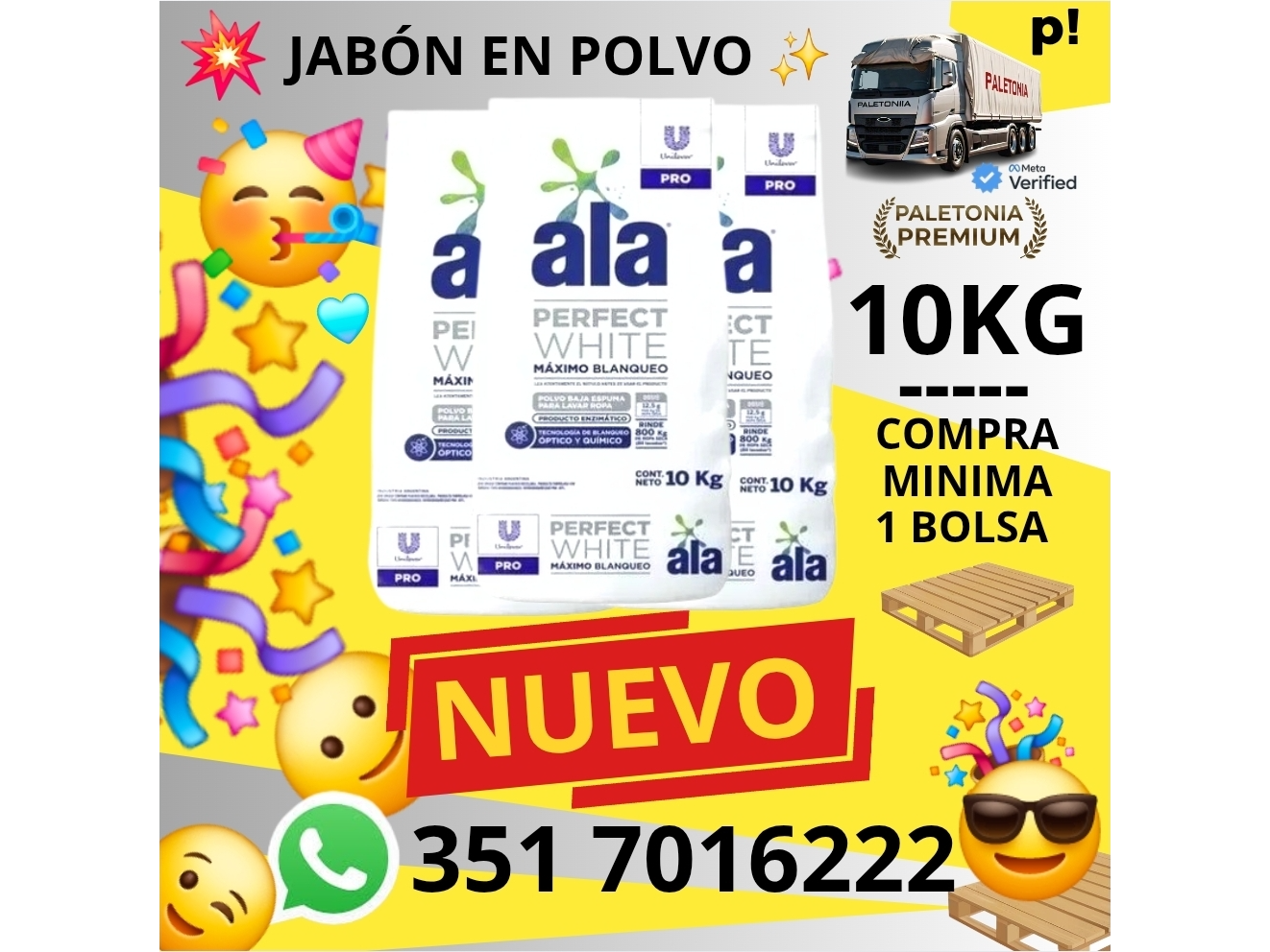 JABON EN POLVO PERFECT WHITE X10KG