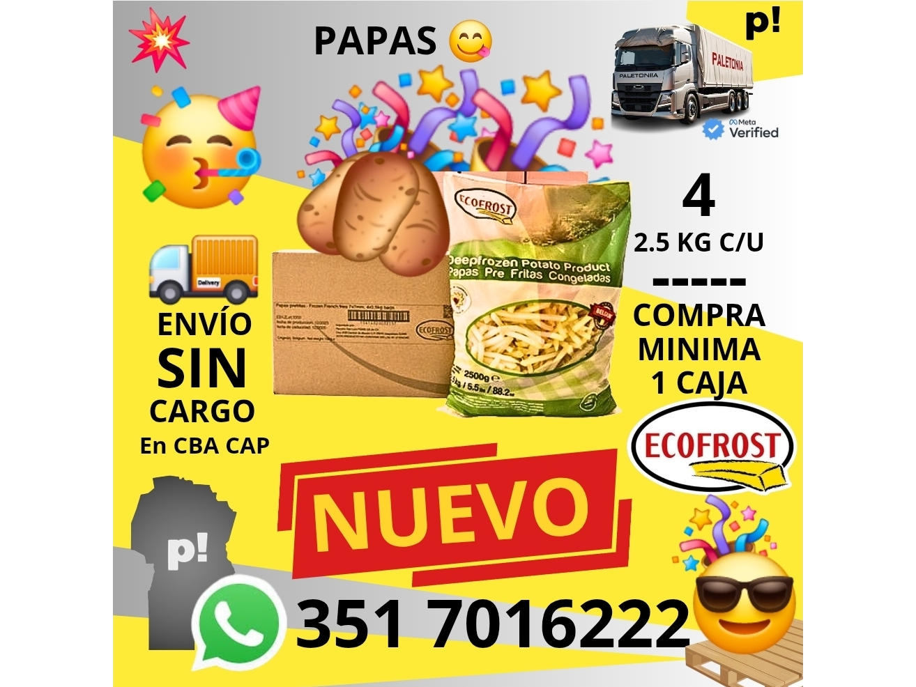 PAPAS ECOFROST X 10 KG  4 BOLSAS X 2,50 KG