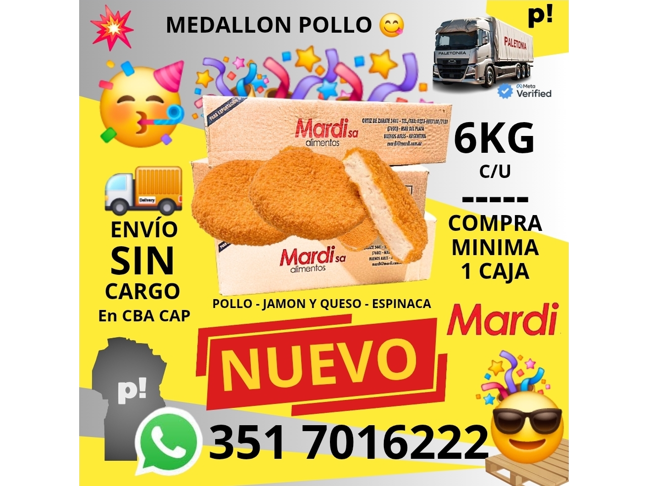 POLLO MEDALLON ESPINACA x 6 KG