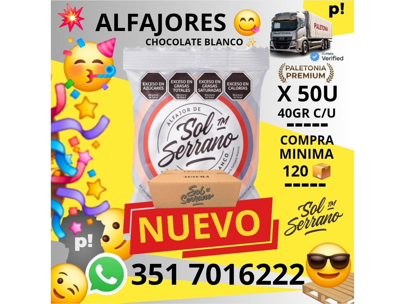 ALFAJOR SOL SERRANO X50 UNIDADES (CHOCOLATE BLANCO)
