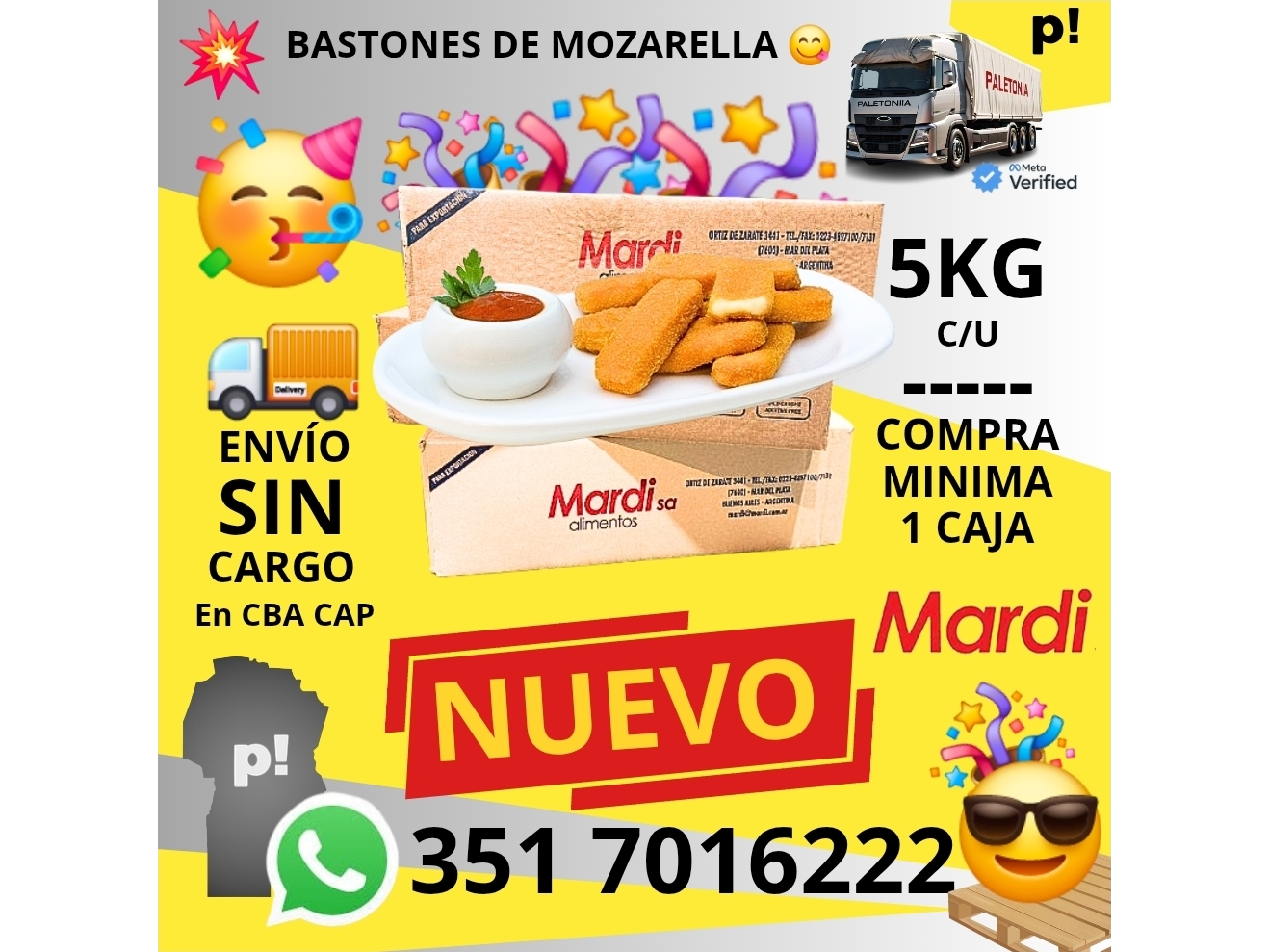 MUZZARELLA BASTONES X 5 KG