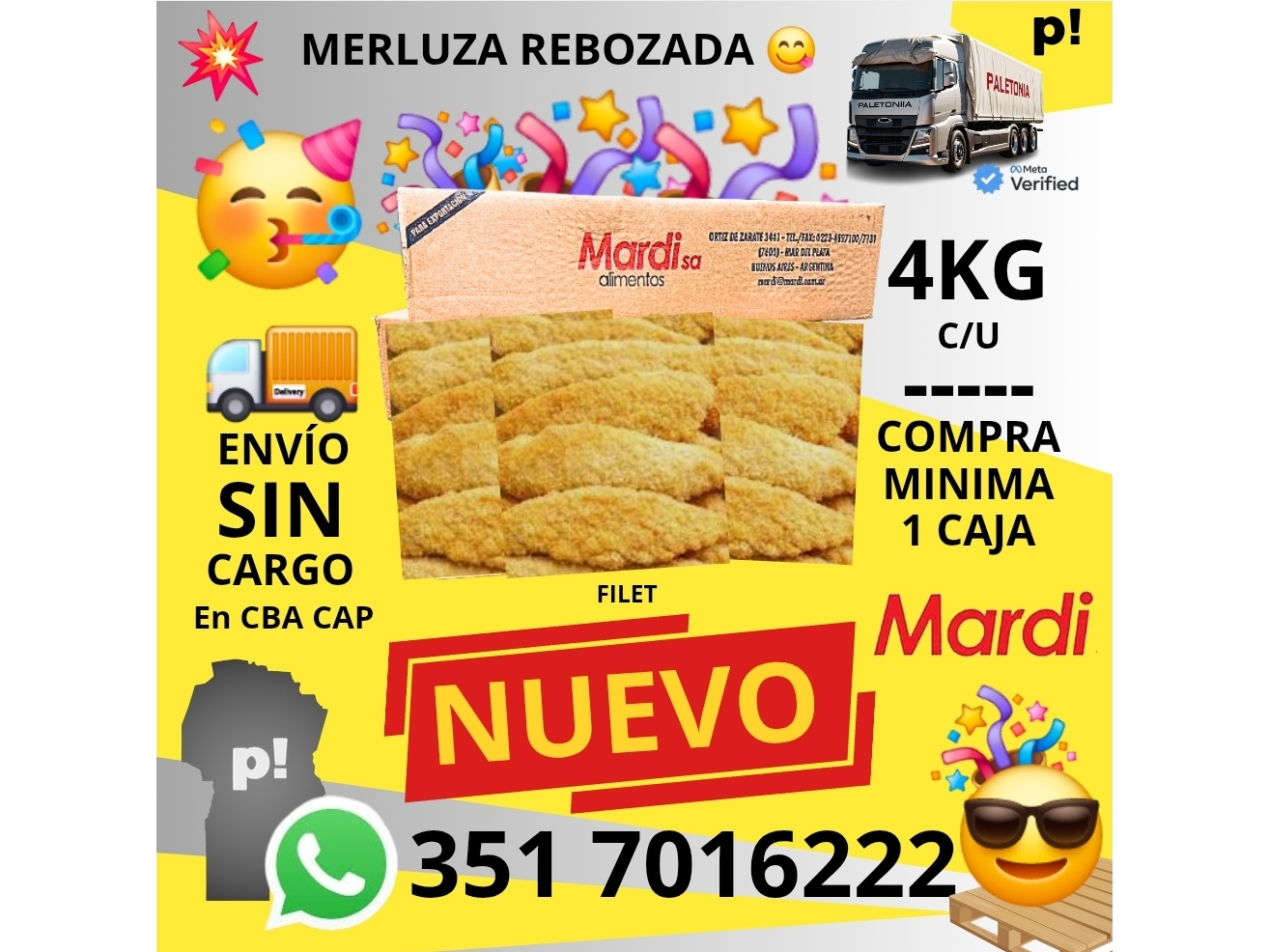 MERLUZA FILET SIN ESPINAS REBOZADO X 4 KG