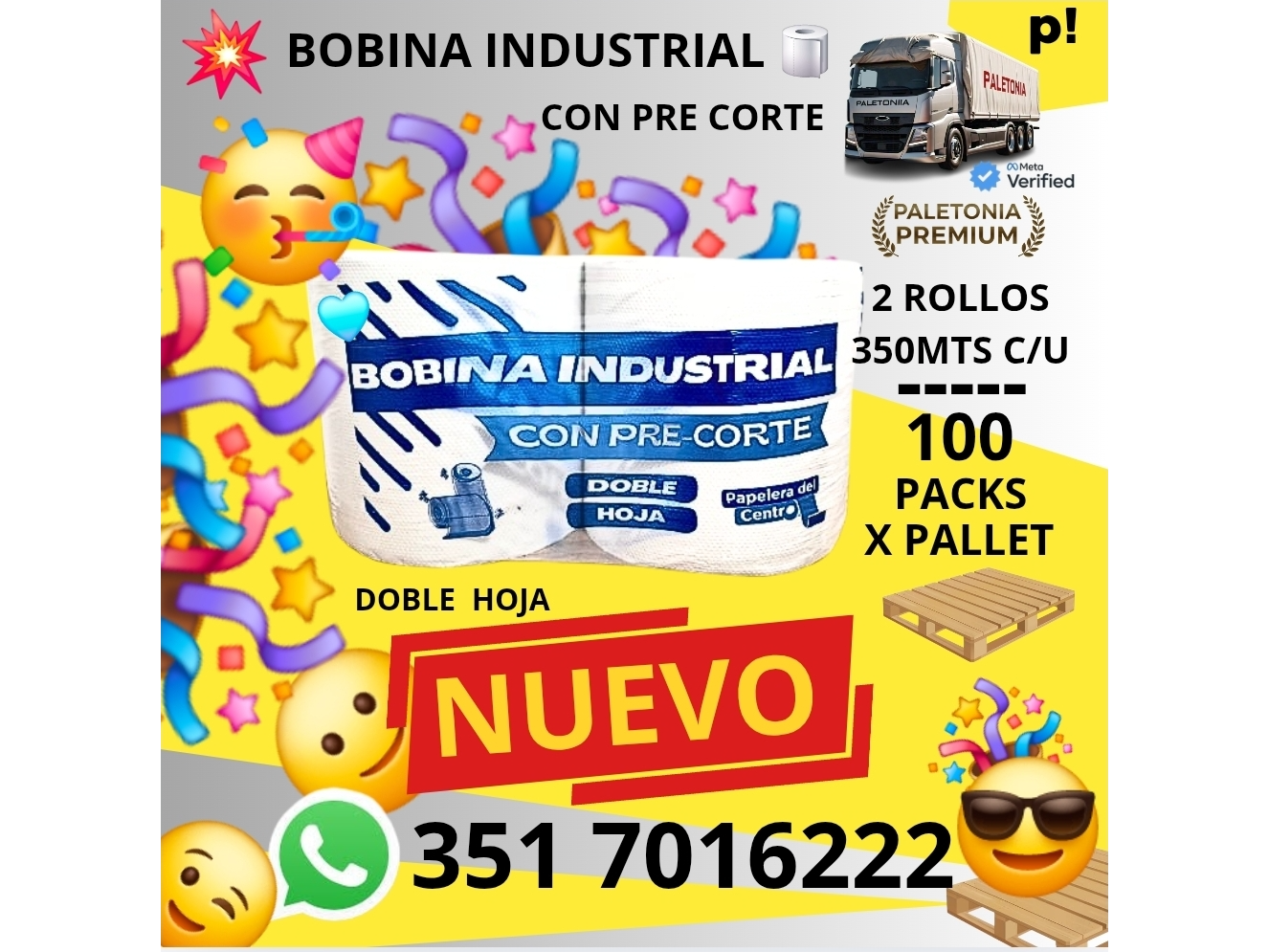 BOBINA INDUSTRIAL 25CMX350MTS (CON PRE CORTE)