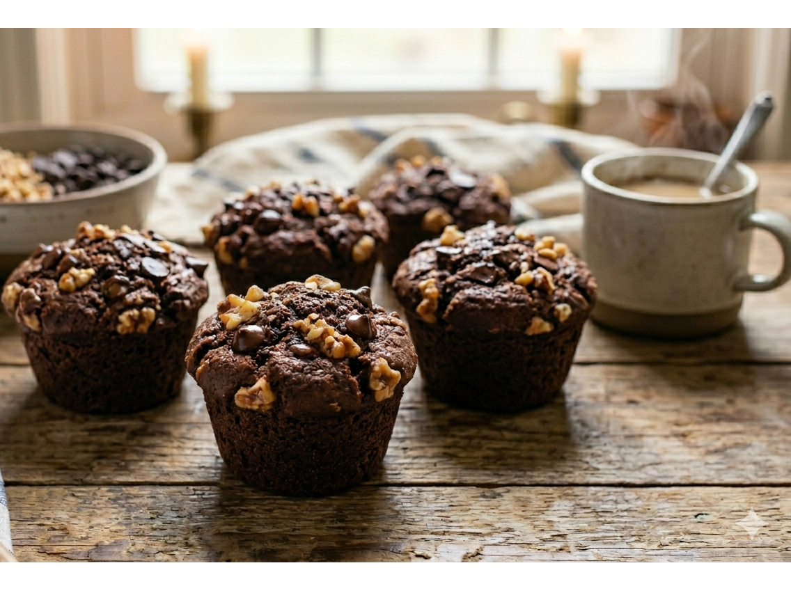 Muffins de chocolate y nueces