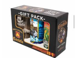 CERVEZA CASTELO PACK 2 LATA + 1 PINTA