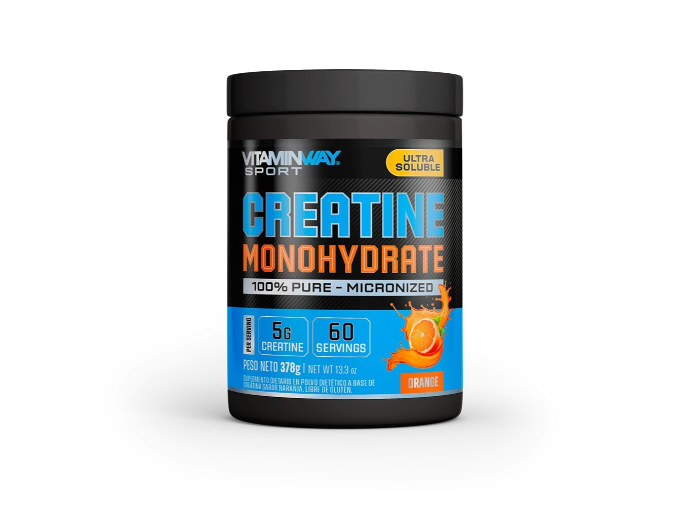 CREATINE MONOHYDRATE 100% PURA MICRONIZADA SABOR NARANJA 378GR