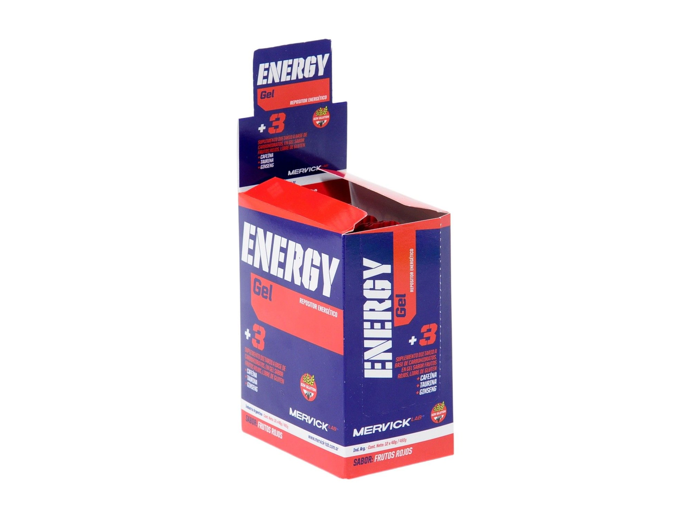 CAJA Energy Gel (Con Cafeina) Mervick frutos rojos (12 X 40g)