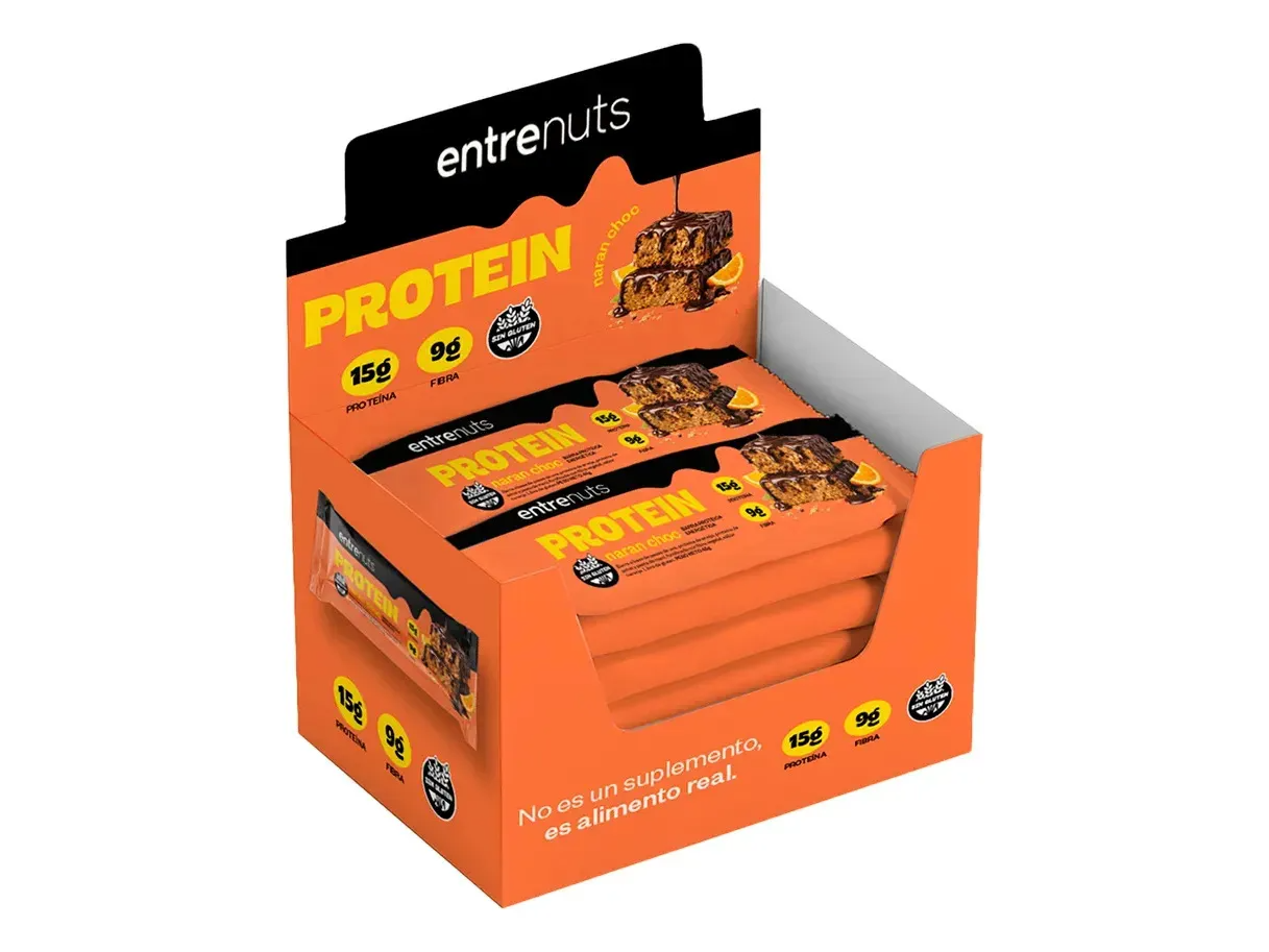 Barras Proteicas Entrenuts X10 Unidades Sabor Naranja Choco
