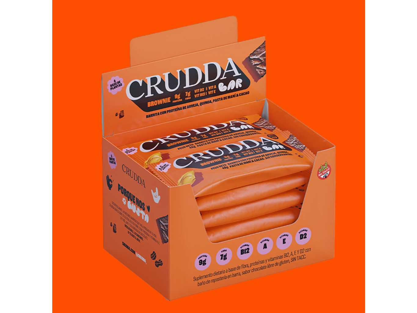 CRUDDA BAR BROWNIE - 10 BARRITAS