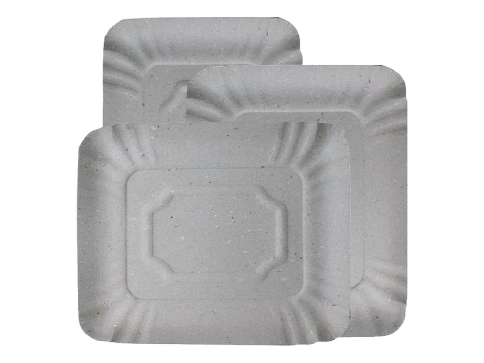 Bandeja carton gris rectangular x 300 unid