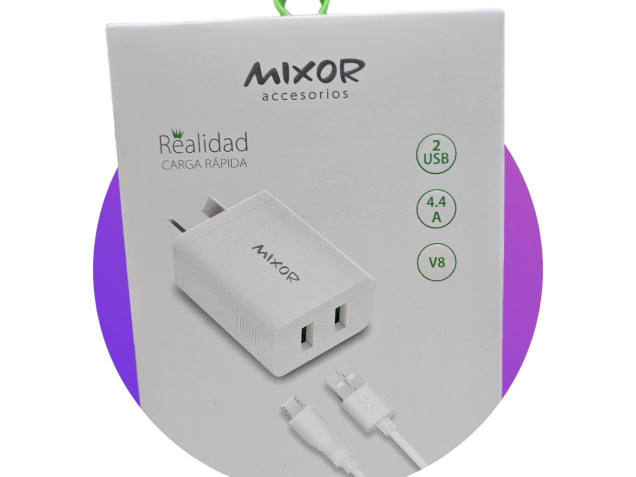 Cargador Mixor Realidad 4,4a 2 Usb + Cable Micro Usb V8