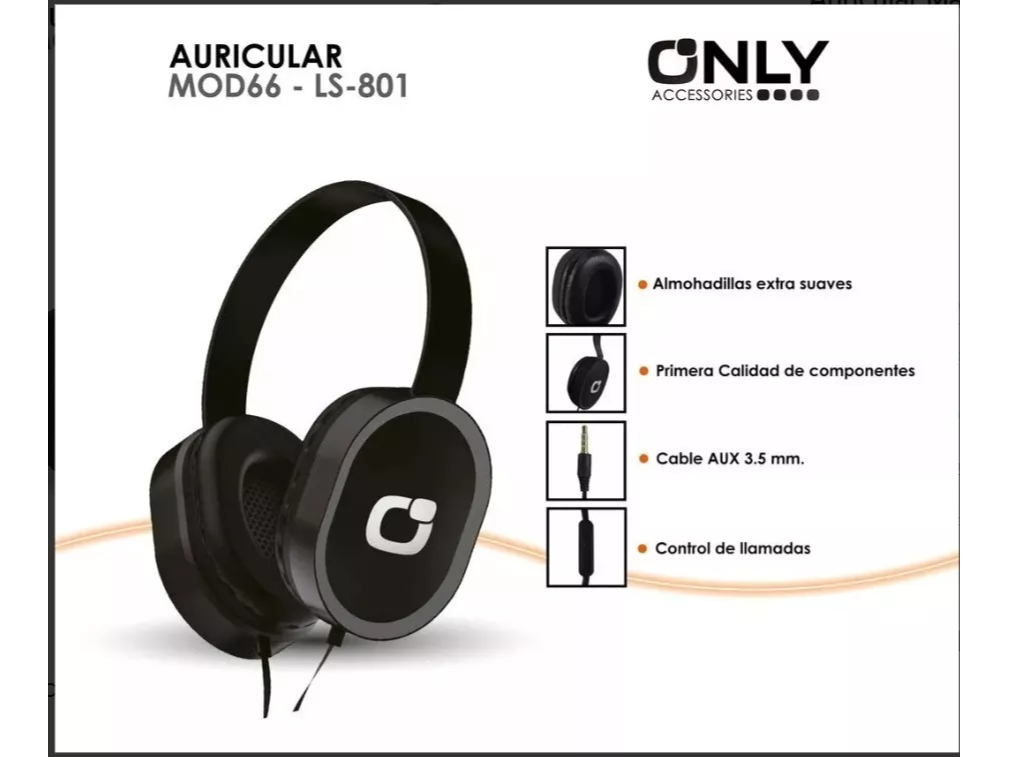 AURICULAR VINCHA ONLY HIFI LS-801 ACOLCHADO BAJOS REFORZADOS MANOS LIBRES