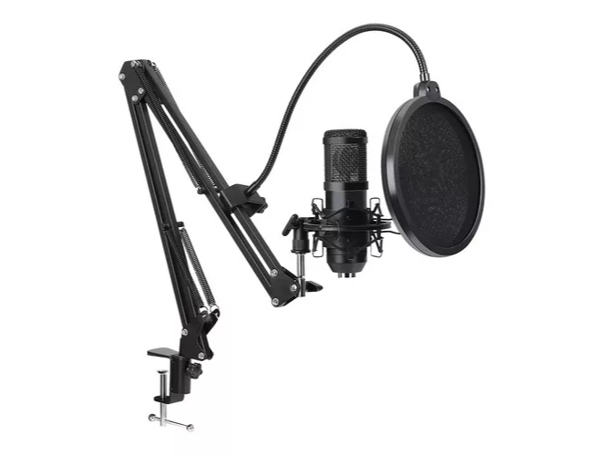 KIT MICROFONO CONDENSER RADIO ESTUDIO YOUTUBE STREAM PODCAST BRAZO ARTICULADO DINAX