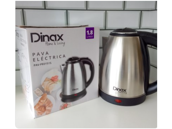 PAVA ELECTRICA ACERO 1.8 LITROS APAGADO AUTOMATICO CON CORTE PARA MATE DINAX