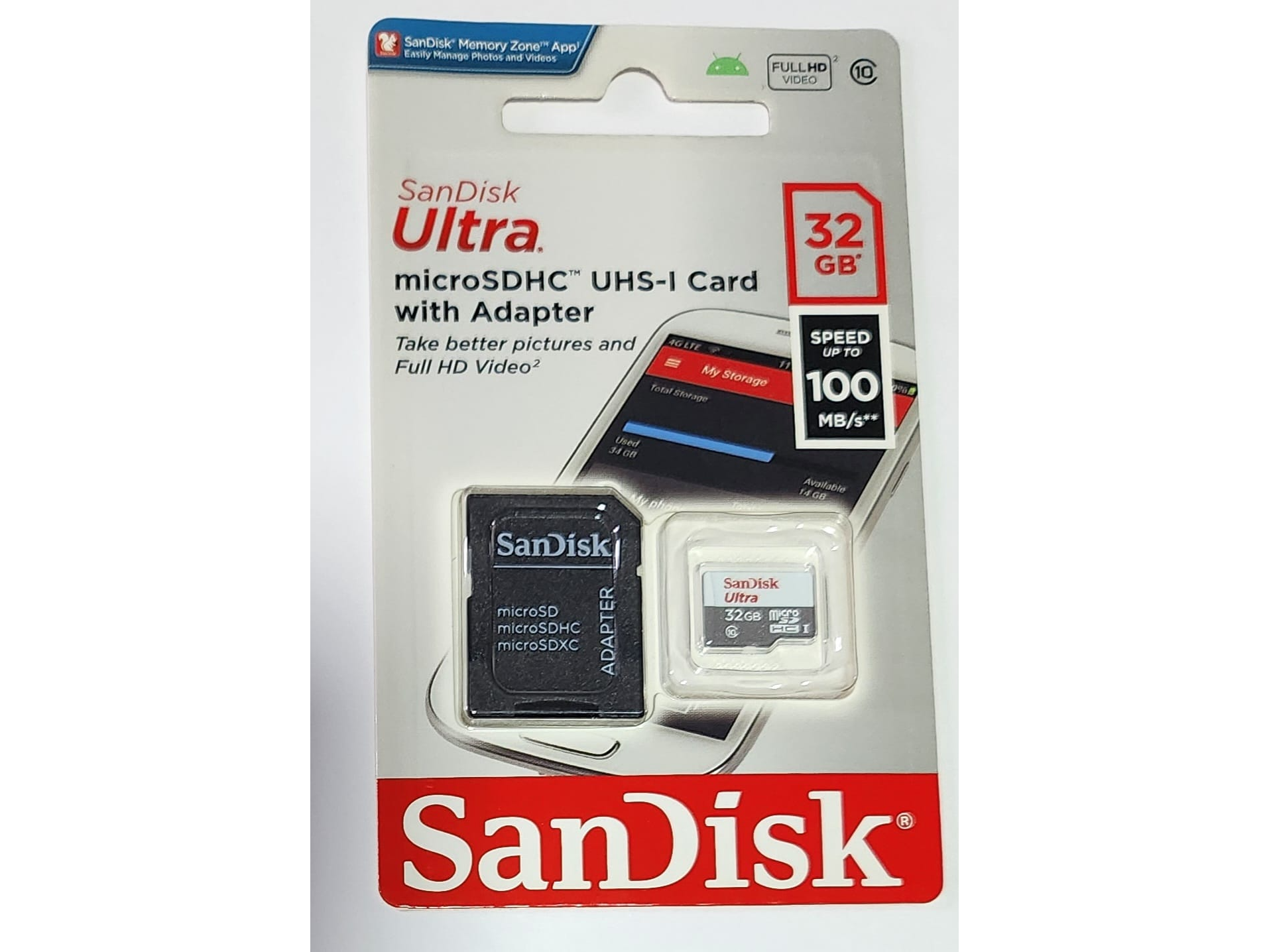 MEMORIA MICRO SD ULTRA SANDISK 32 GB CLASE 10 CON ADAPTADOR