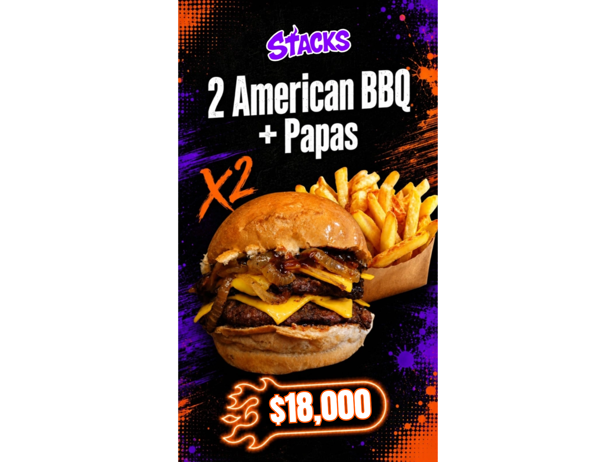 2 American BBQ Dobles + Papas