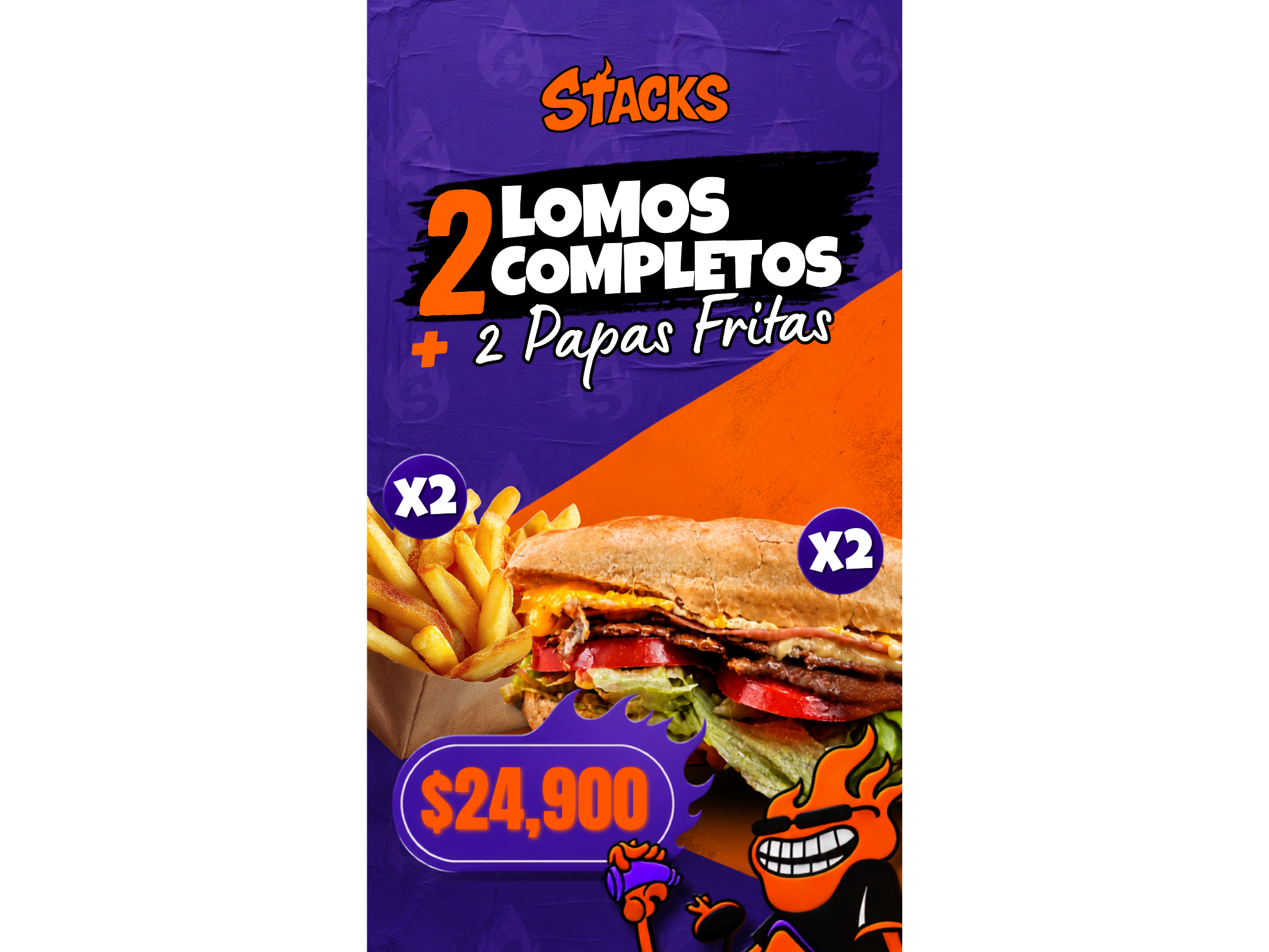 2 Lomos Completos + Papas