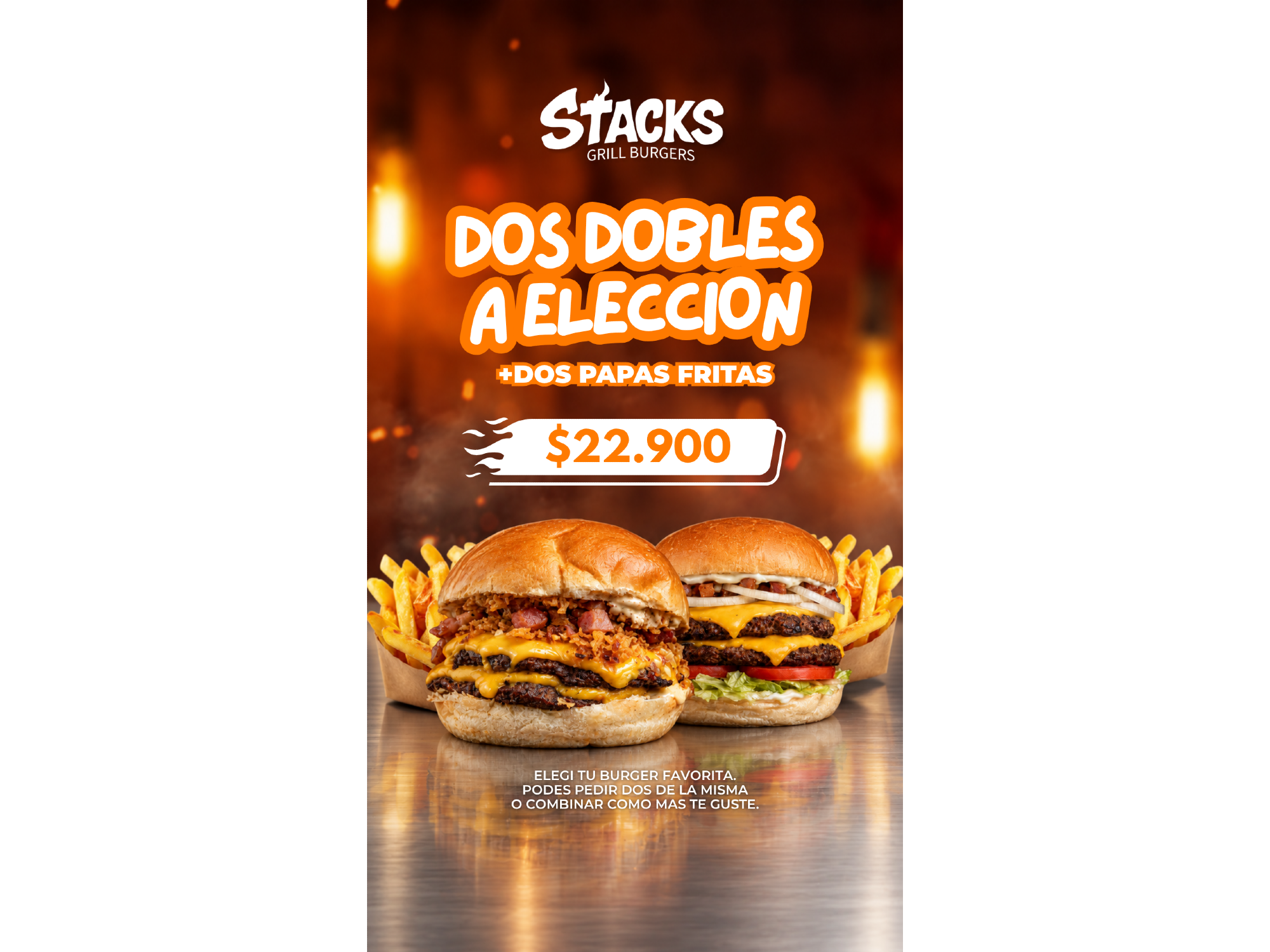 2 DOBLES A ELECCION + PAPAS
