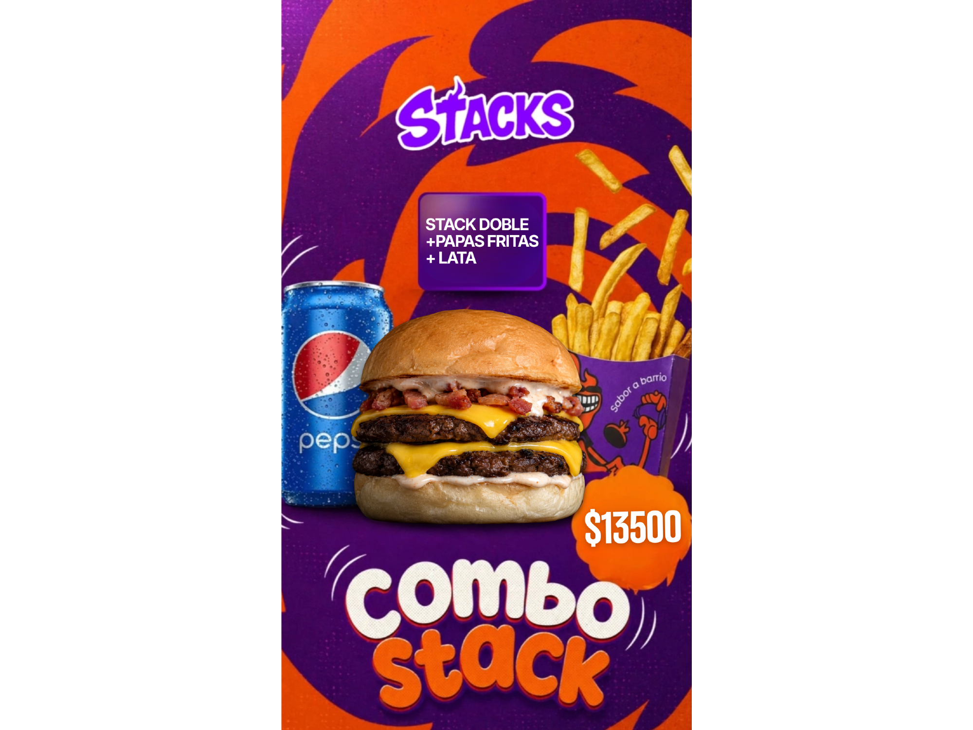 Stack Doble + Papas + Lata