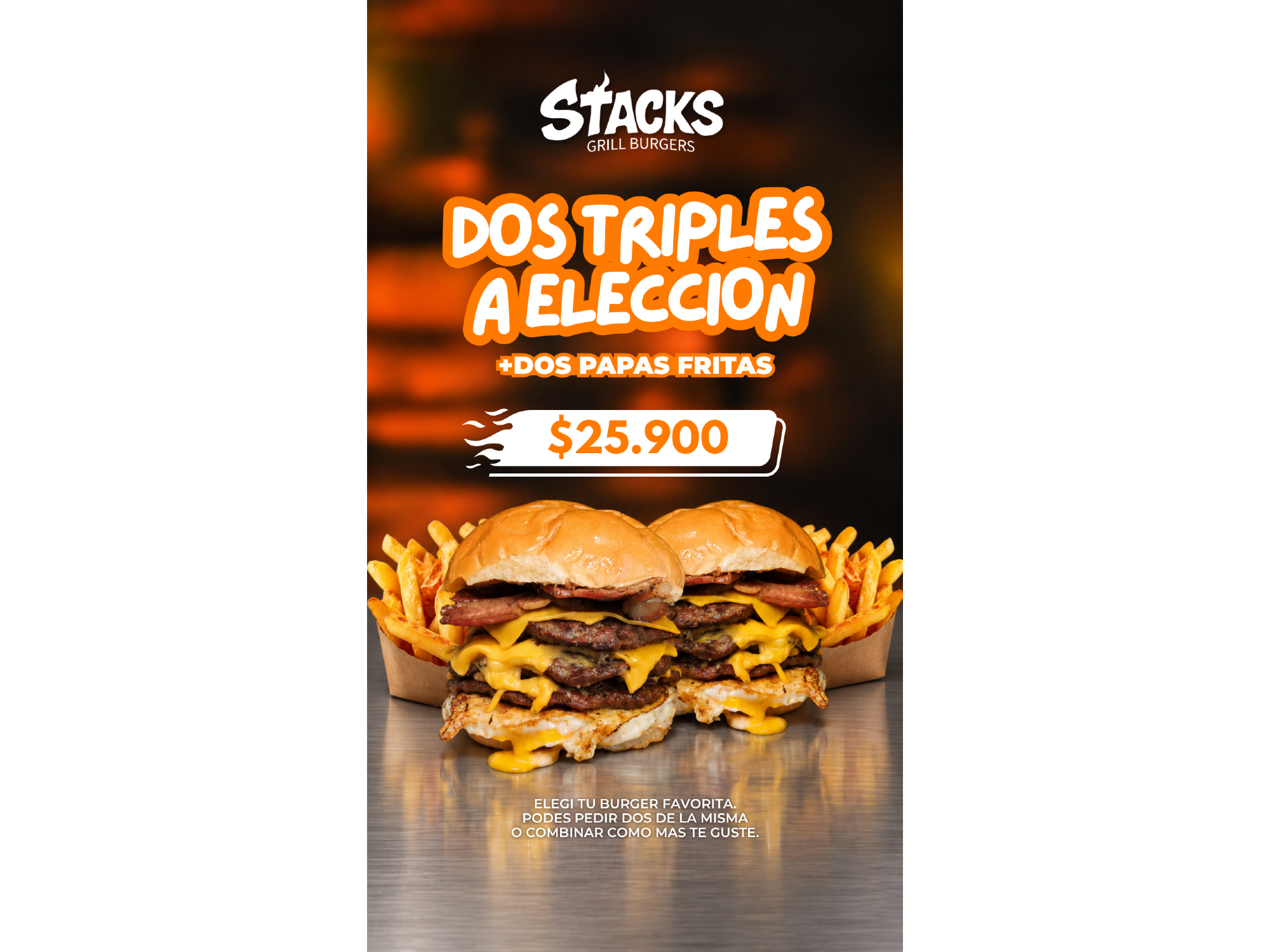 2 TRIPLES A ELECCION + PAPAS
