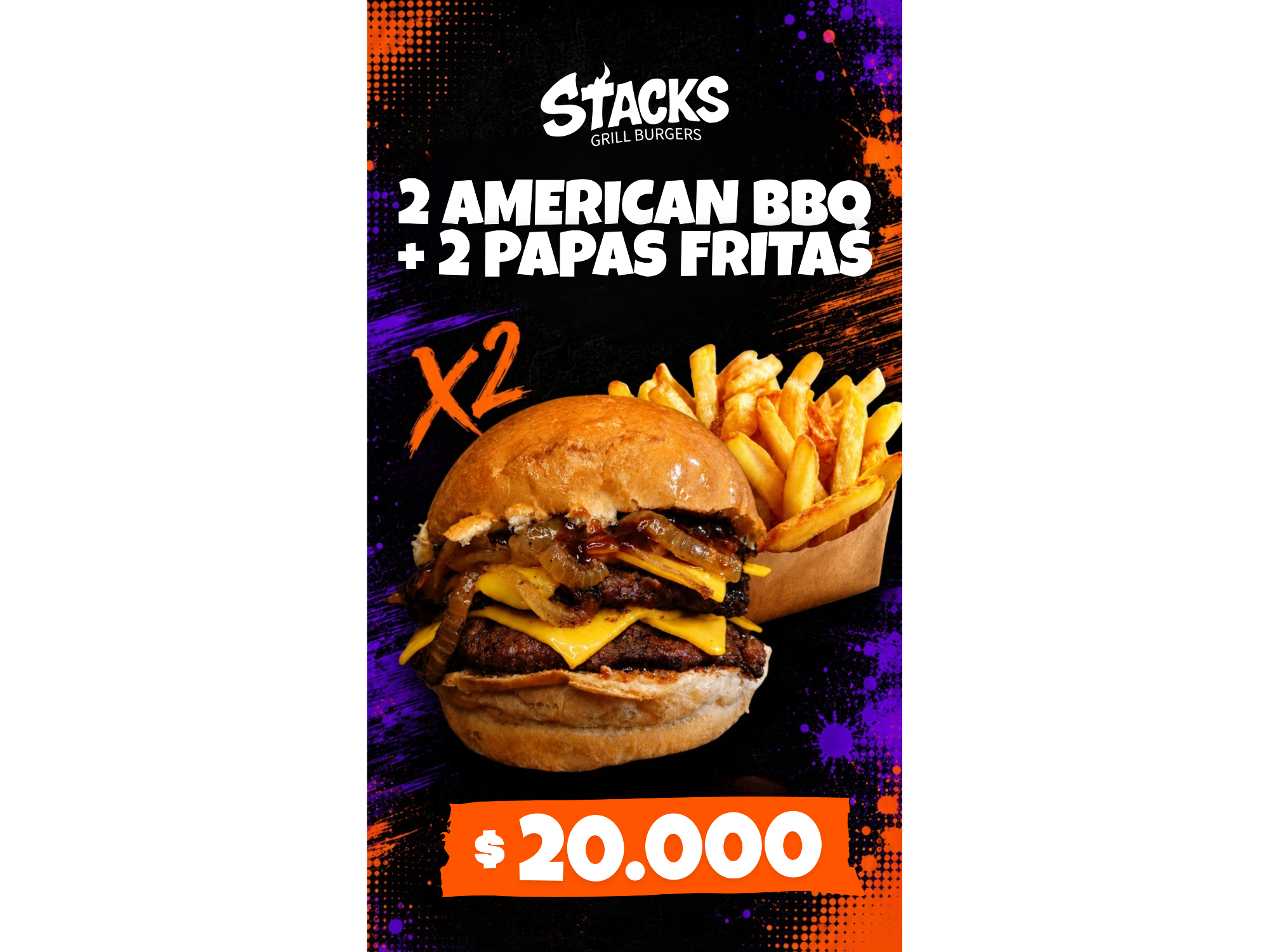 2 American BBQ Dobles + Papas