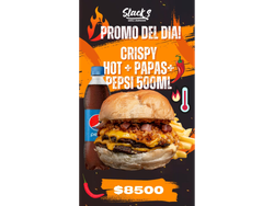 ·JUEVES- stack crispy HOT/Doble + Papas + Pepsi 500ml