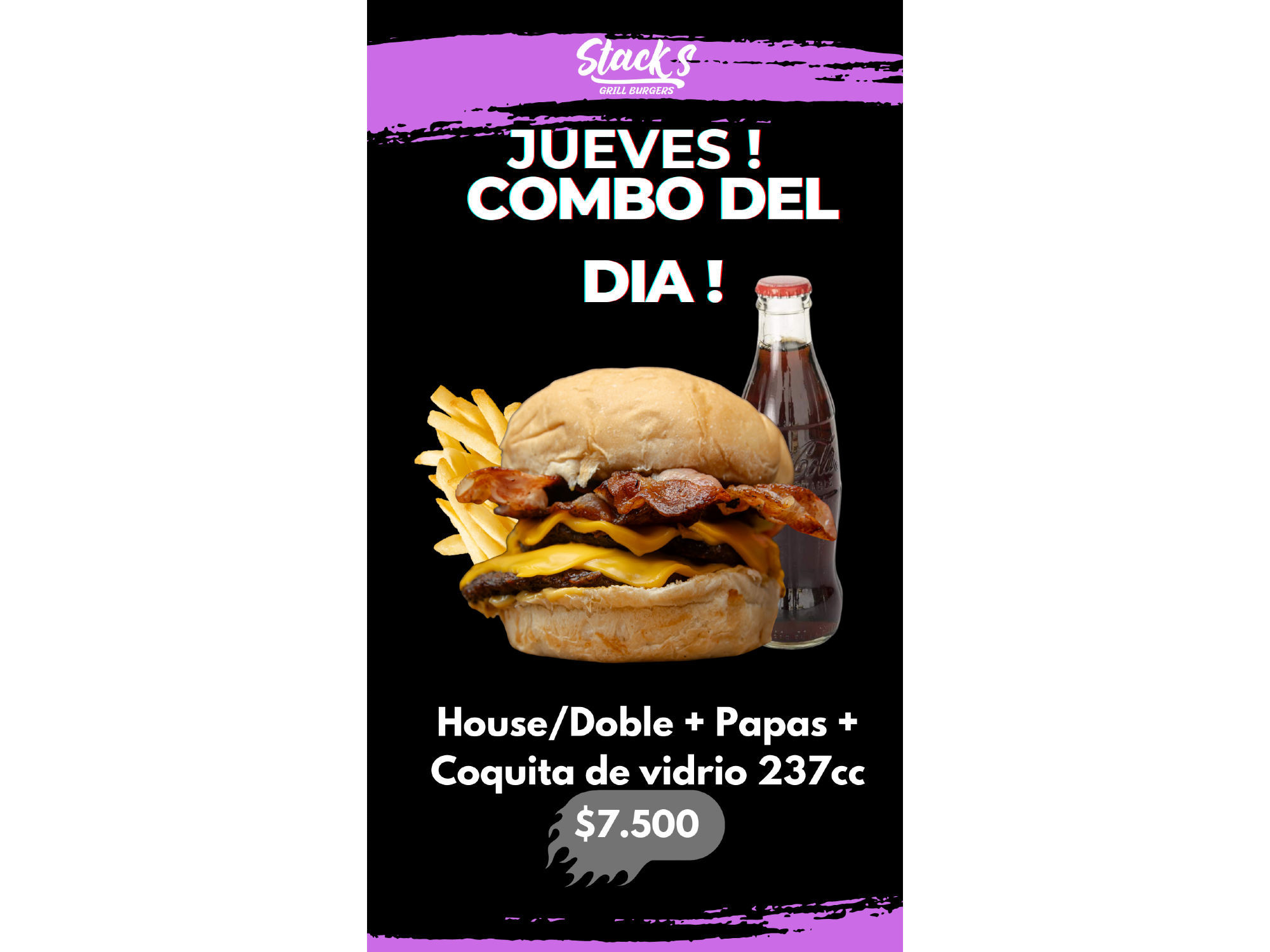 ·Jueves !  - House/Doble + Papas + Coquita vidrio 237cc