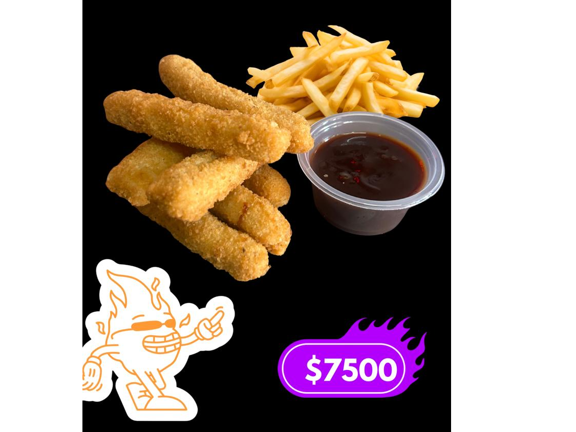 Bastoncitos de Pollo x10u + Papas + 1 Dip de Salsa