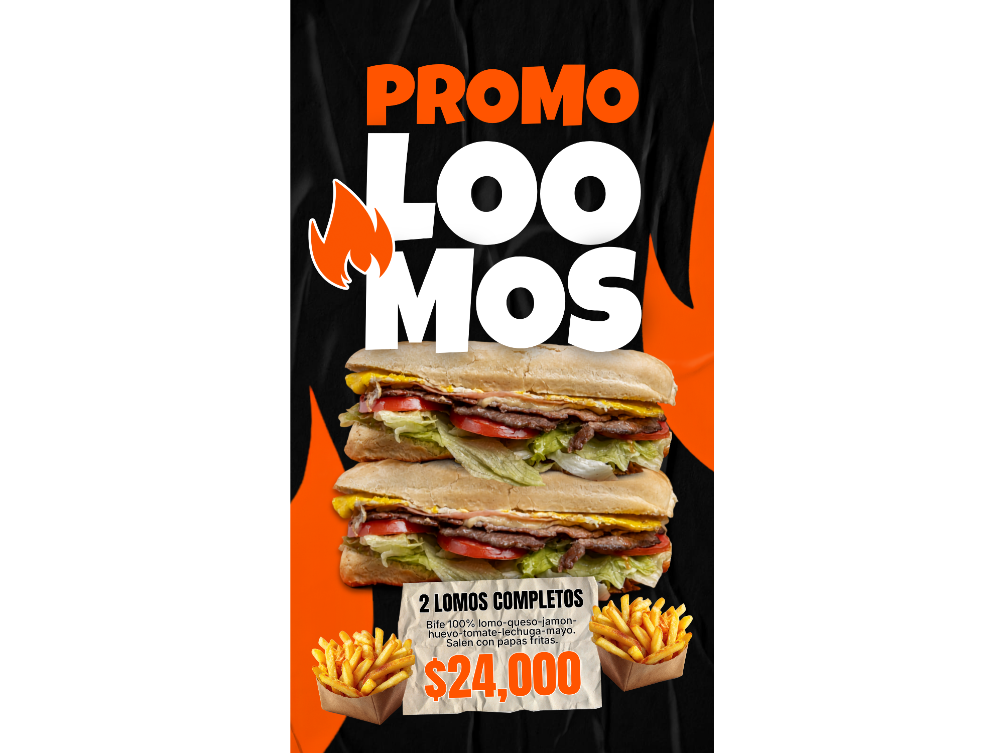 2 Lomos Completos + Papas
