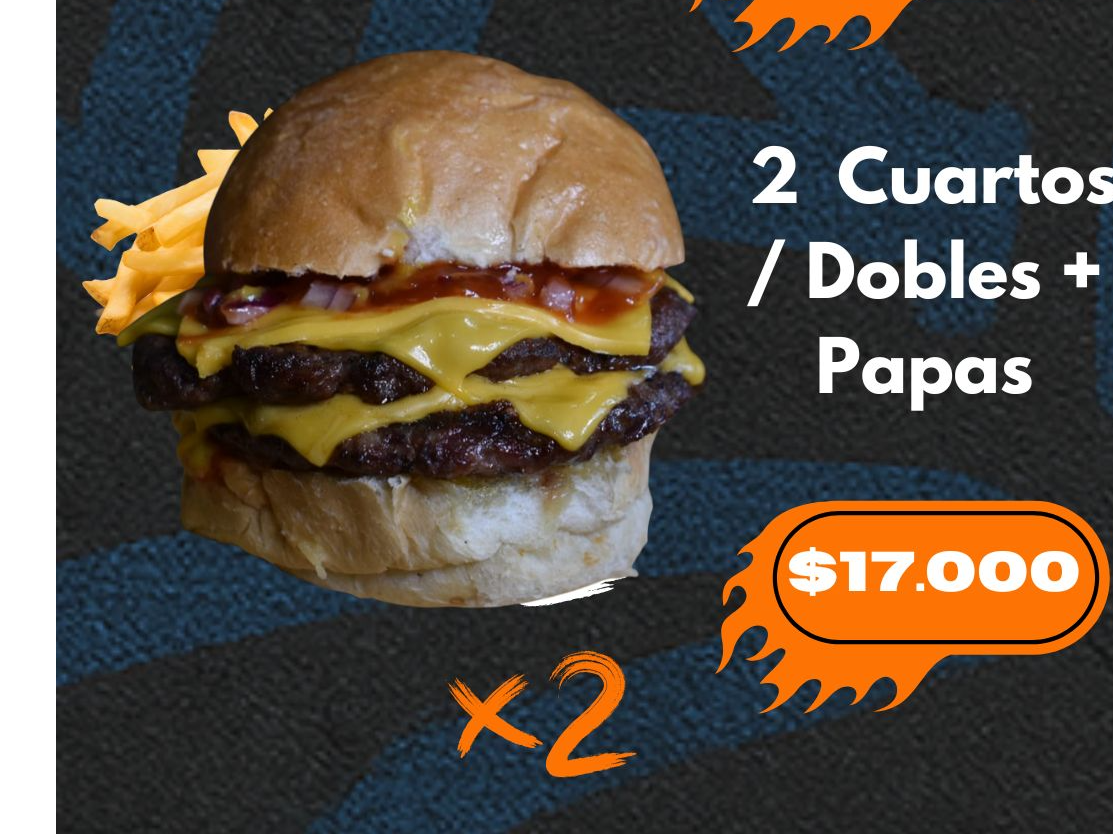 2 Cuartos/Dobles + Papas