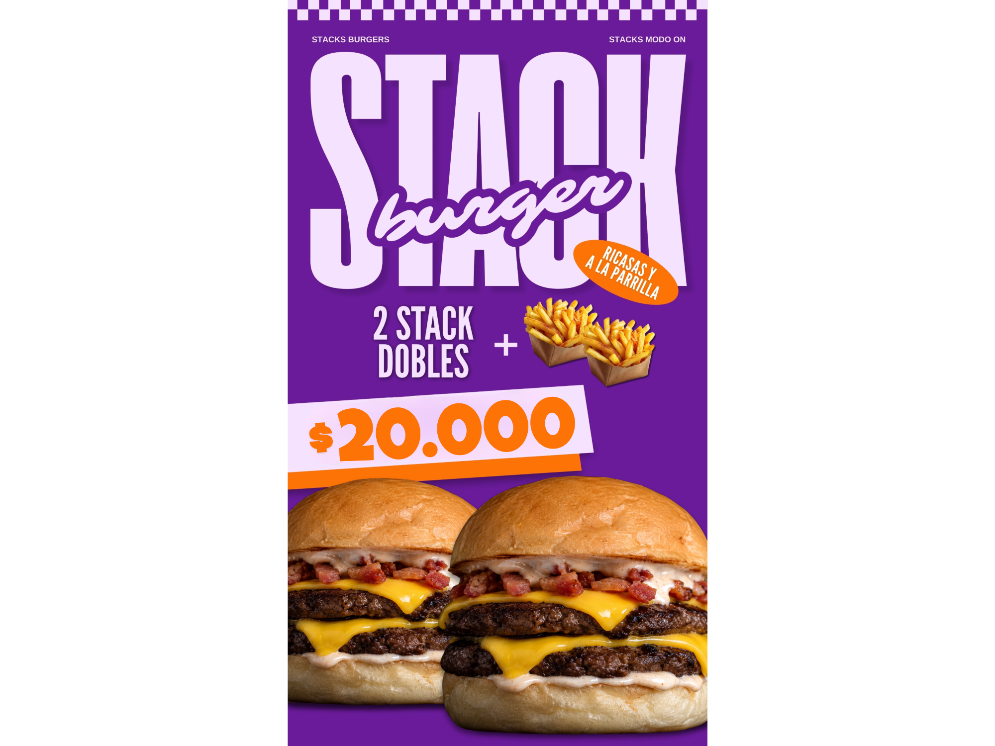 2 Stack Dobles + Papas