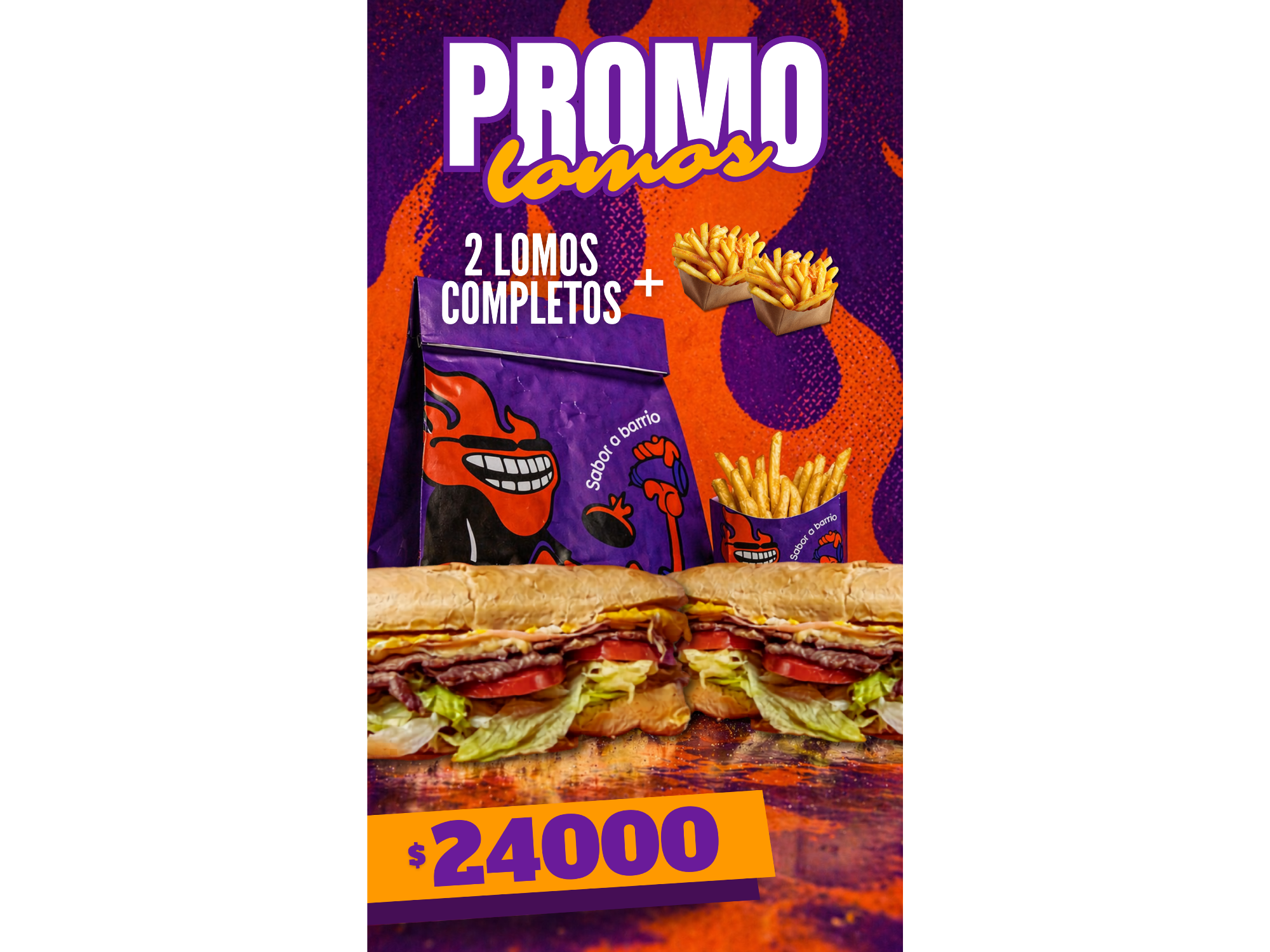 2 LOMOS COMPLETOS + PAPAS