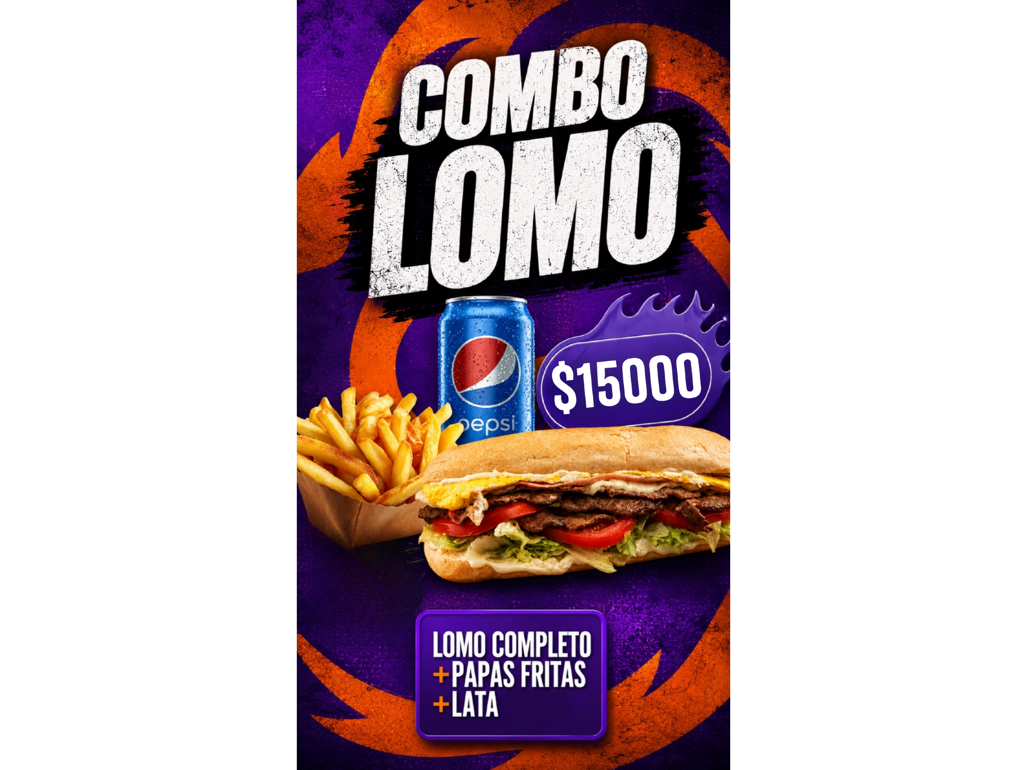 Lomo Completo + Papas + Lata