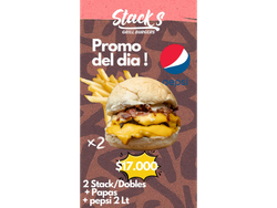2 Stacks/Dobles + Papas + Pepsi 2lt
