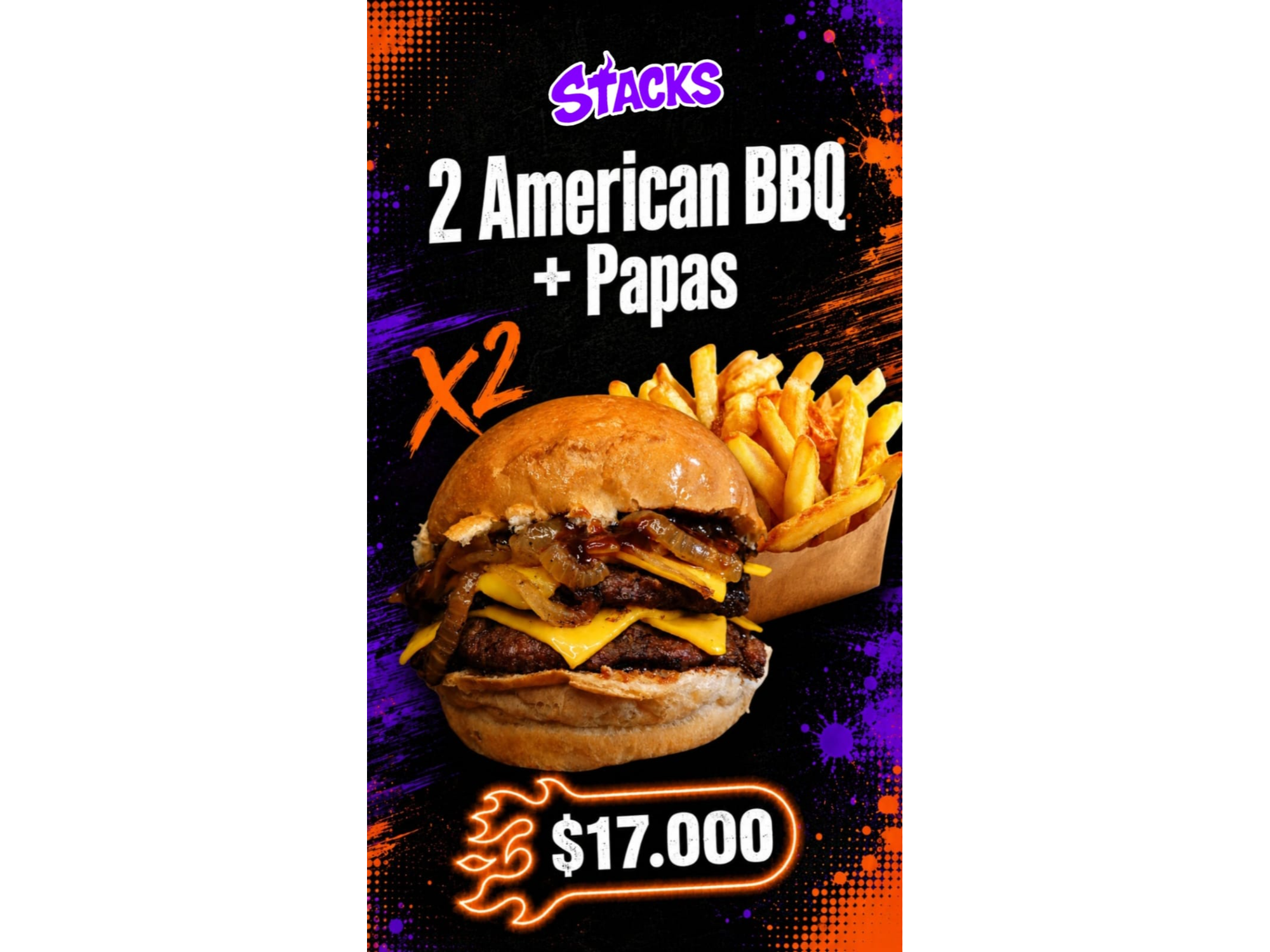 2 American BBQ Dobles + Papas