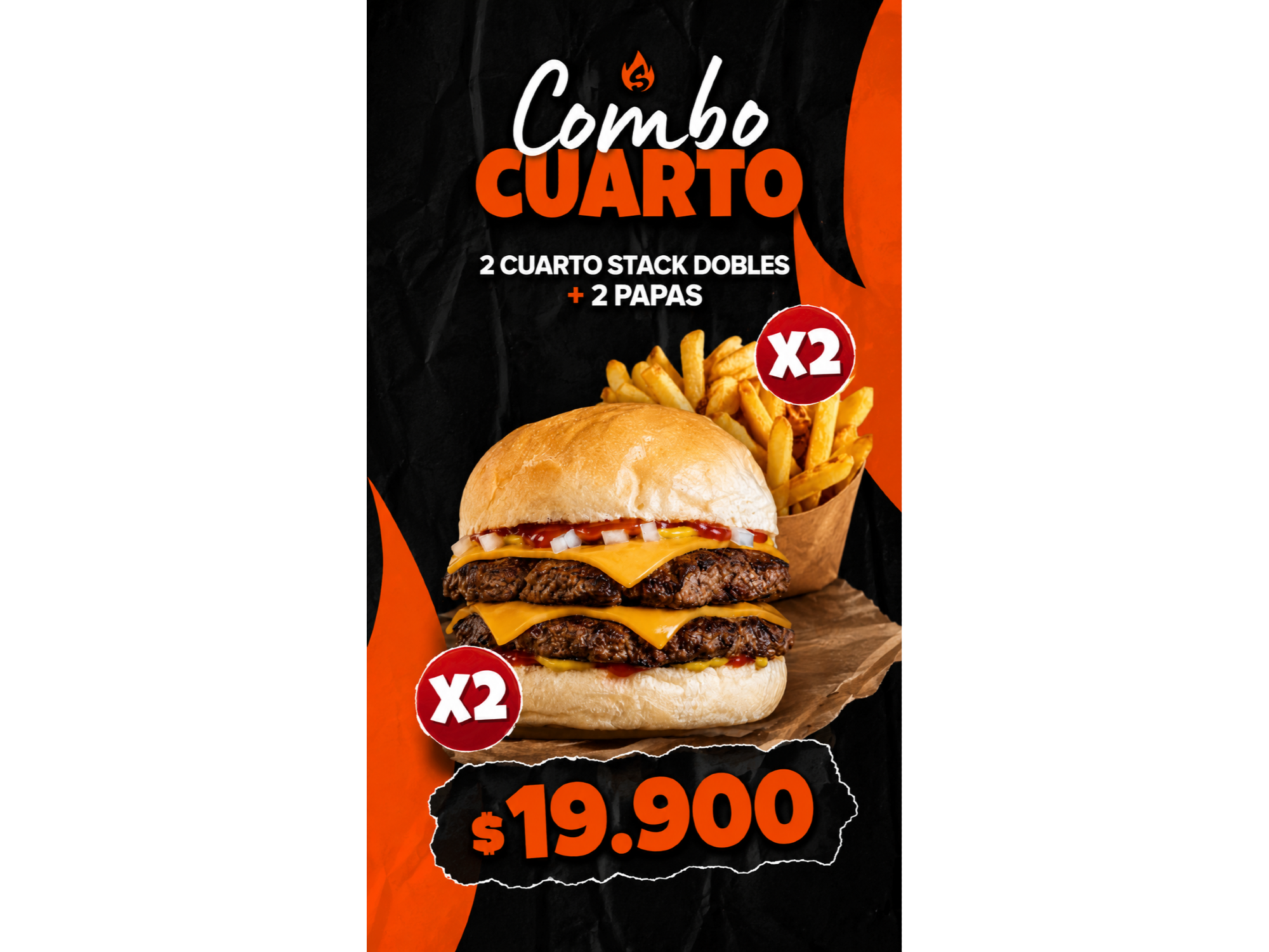 2 Cuarto Stack Dobles + Papas