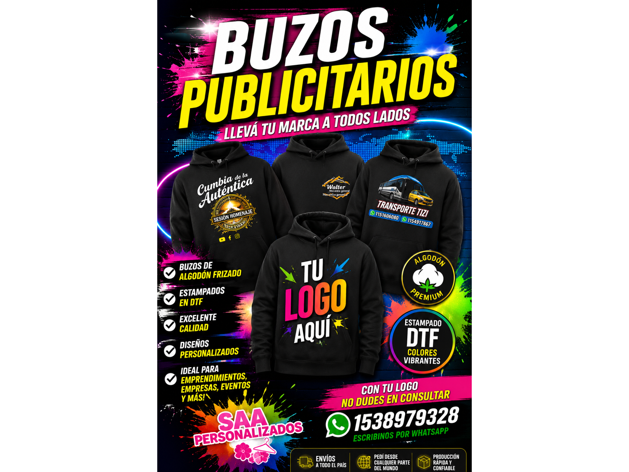 BUZOS PUBLICITARIOS CANGURO Y CUELLO REDONDO