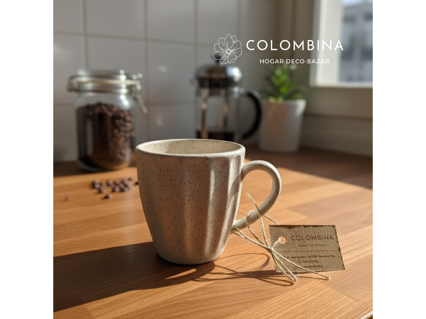 Taza deco beige con pintitas