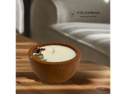 Velas de soja artesanal en Cuenco de Madera