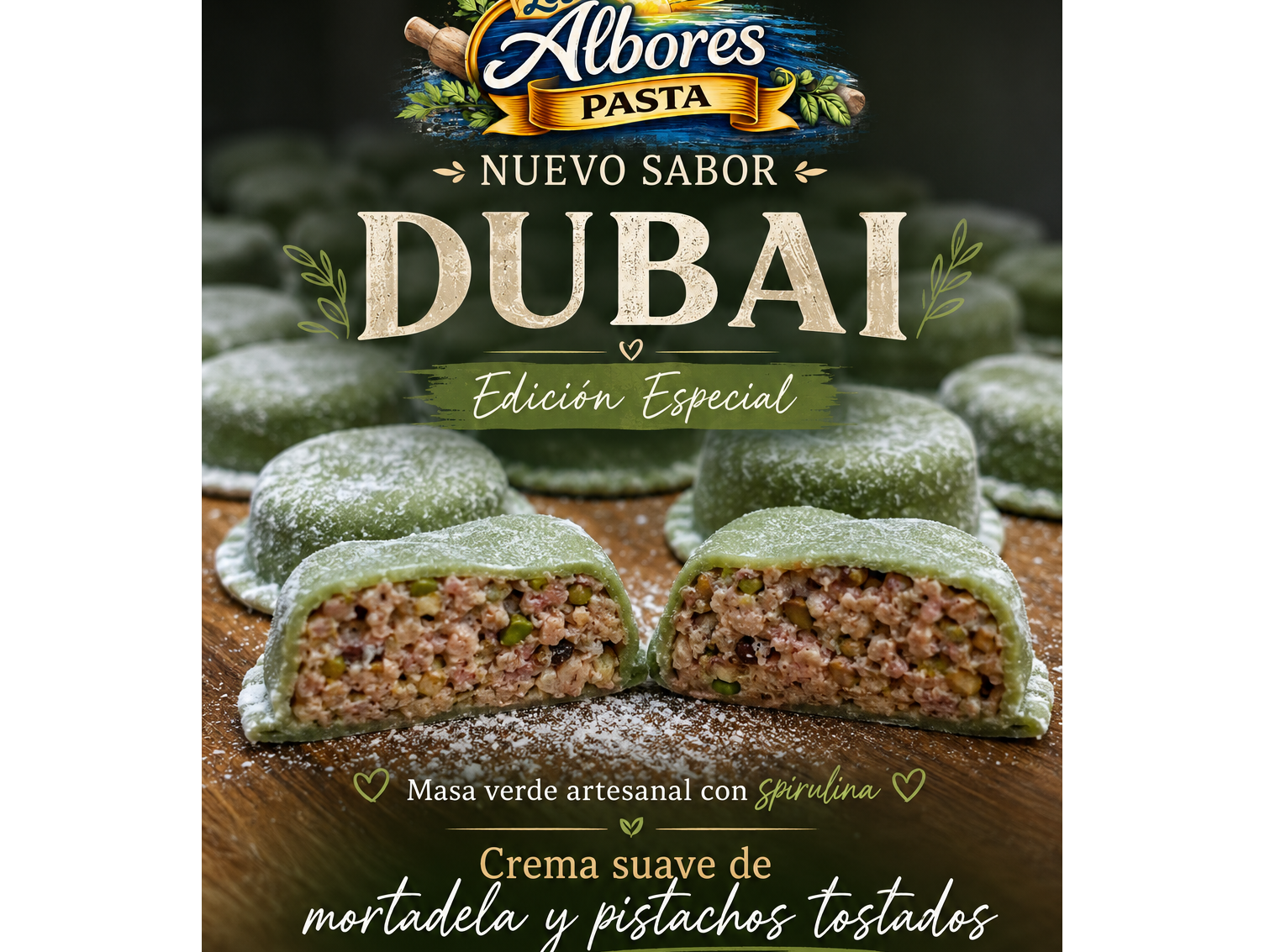 Dubai, suave crema de mortadela y pistachos