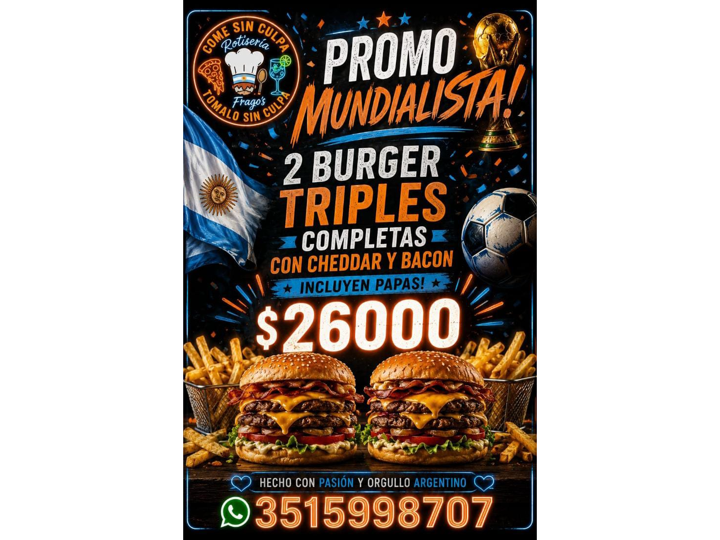 2 B. TRIPLE COMPLETA CASERAS + BACON