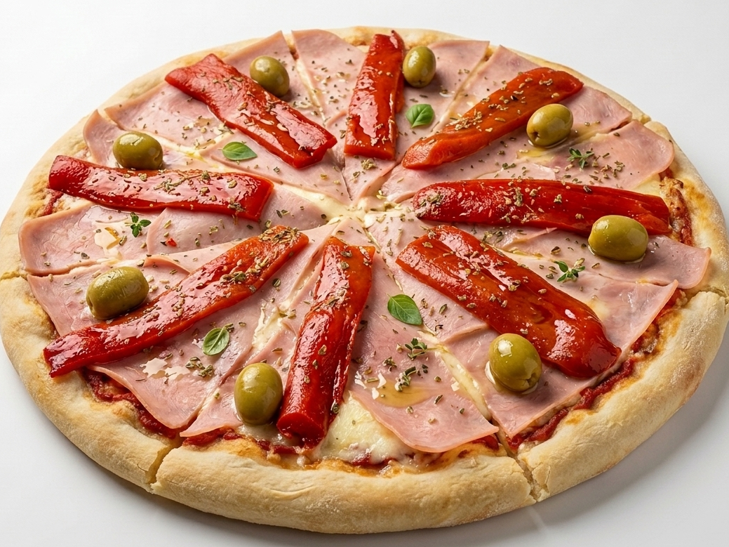Pizza Jamón con morrón